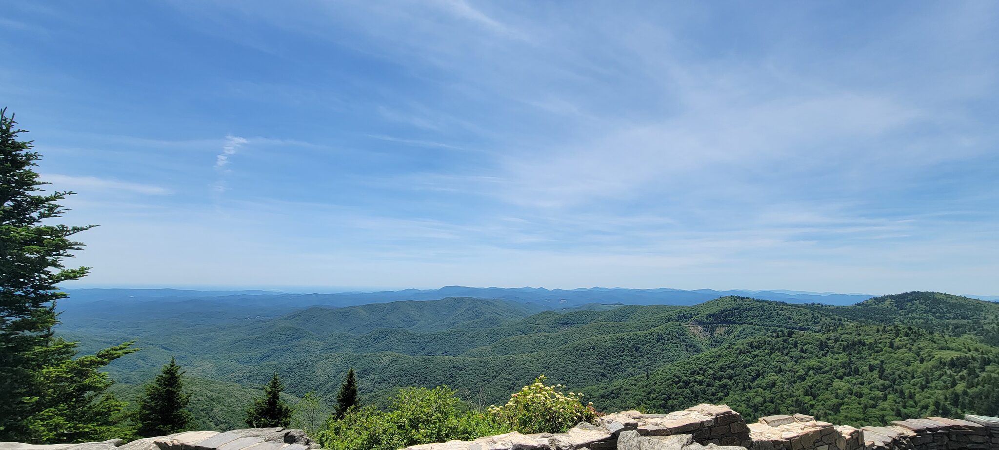 Panoramic mountain view from the Devil's Courthouse summit on the Blue Ridge Parkway