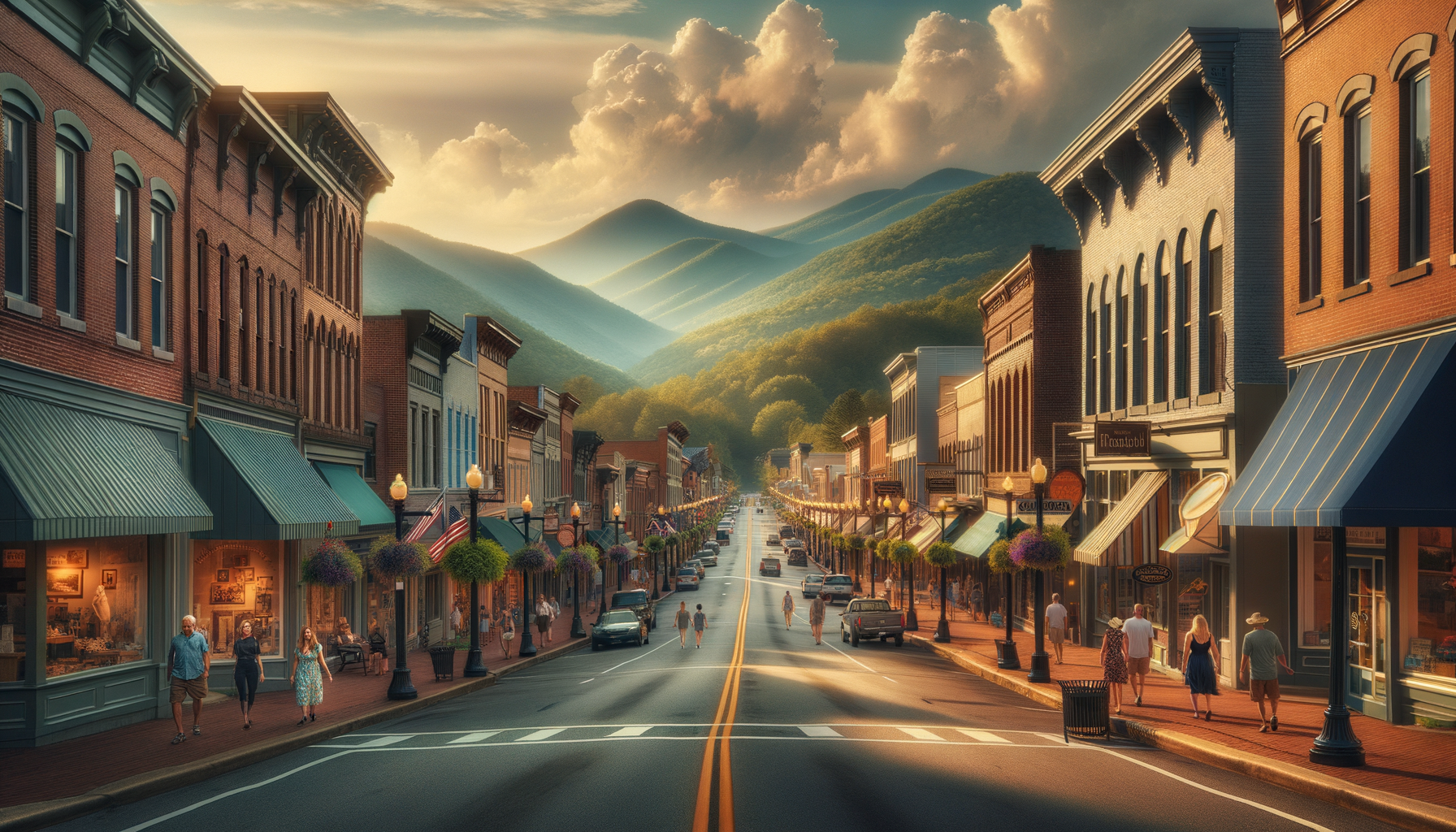 Downtown Waynesville NC Main Street lined with independent shops and galleries